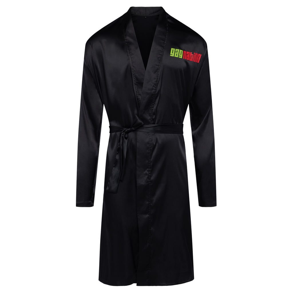 Black Satin Robe HU Apparel